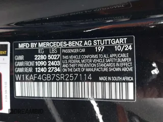 2025 Mercedes-Benz C 300 with VIN W1KAF4GB7SR257114, listed as a IAAI auction lot 42444525 with 256 mi miles and . Bid and sale history available at DreamBid. Image 9.