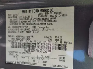2021 Ford Mustang EcoBoost z VIN 1FATP8UH3M5105279, wystawiony jako IAAI lot #41712821 z przebiegiem 99 760 mil mil oraz . Historia ofert i sprzedaży dostępna na DreamBid. Obrazek 9.