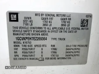 2014 Chevrolet Silverado 1500 Work Truck with VIN 1GCVKPEH7EZ269364, listed as a Copart auction lot 52173795 with 65,005 mi miles and Salvage Title. Bid and sale history available at DreamBid. Image 13.