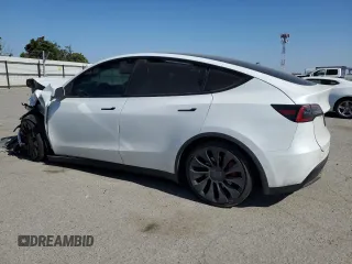 2022 Tesla Model Y Performance with VIN 7SAYGDEF9NF392197, listed as a Copart auction lot 57259105 with 43,400 mi miles and Salvage title. Bid and sale history available at DreamBid. Image 2.