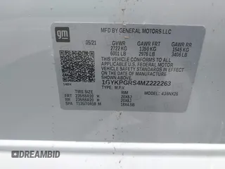 2021 Cadillac XT6 Sport with VIN 1GYKPGRS4MZ222263, listed as a IAAI auction lot 42443907 with 18,353 mi miles and . Bid and sale history available at DreamBid. Image 9.