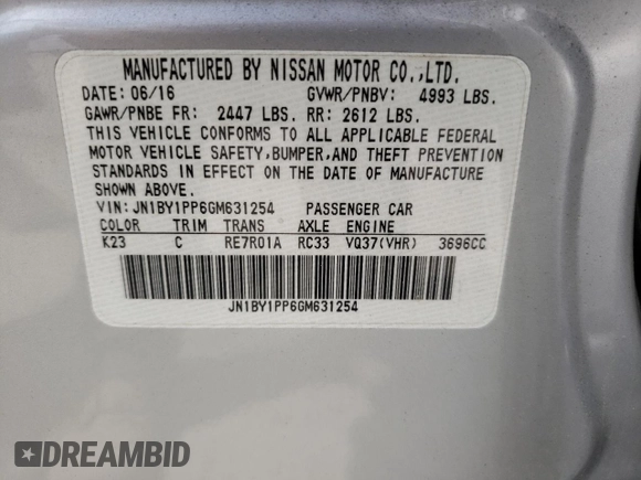 2016 Infiniti Q70 z VIN JN1BY1PP6GM631254, wystawiony jako Copart lot #56377425 z przebiegiem 109 061 mil mil oraz Szkoda całkowita • Salvage title. Historia ofert i sprzedaży dostępna na DreamBid. Obrazek 12.