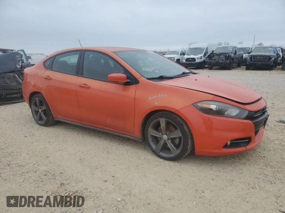 2015 Dodge Dart GT with VIN 1C3CDFEB2FD224939, listed as a Copart auction lot 43517345 with 72,274 mi miles and Salvage Title. Bid and sale history available at DreamBid. Image 4.