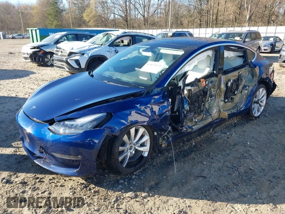 2019 Tesla Model 3 Long Range with VIN 5YJ3E1EB7KF454636, listed as a IAAI auction lot 41853972 with 56,916 mi miles. Bid and sale history available at carsss.com. Image 20.