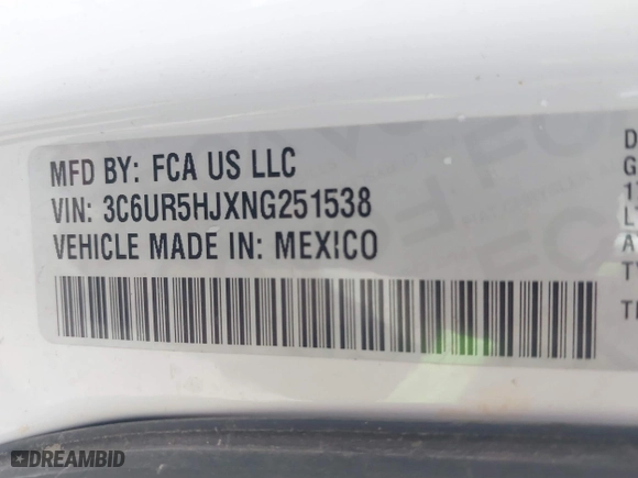 2022 Ram 2500 Tradesman with VIN 3C6UR5HJXNG251538, listed as a IAAI auction lot 41547395 with 129,142 mi miles. Bid and sale history available at carsss.com. Image 9.