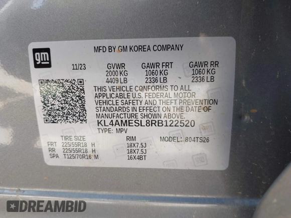 2024 Buick Encore GX Sport Touring с VIN KL4AMESL8RB122520, выставлен на аукционе IAAI как лот 42100439 с пробегом 15 787 миль миль и . История ставок и продаж доступна на DreamBid. Изображение 9.