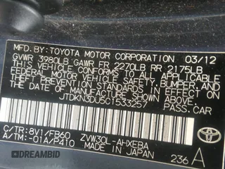 2012 Toyota Prius One z VIN JTDKN3DU5C1533257, wystawiony jako IAAI lot #42399369 z przebiegiem 221 416 mil mil oraz . Historia ofert i sprzedaży dostępna na DreamBid. Obrazek 9.