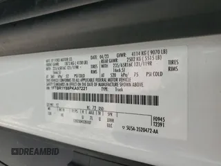 2023 Ford Transit Cargo with VIN 1FTBR1Y88PKA97221, listed as a Copart auction lot 43410475 with 34,927 mi miles and Salvage Title. Bid and sale history available at DreamBid. Image 13.