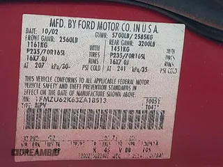 2003 Ford Explorer XLS z VIN 1FMZU62K63ZA18513, wystawiony jako IAAI lot #41928870 z przebiegiem 135 928 mil mil oraz . Historia ofert i sprzedaży dostępna na DreamBid. Obrazek 9.