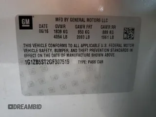 2016 Chevrolet Malibu LS с VIN 1G1ZB5ST2GF307515, выставлен на аукционе Copart как лот 44183185 с пробегом 61 146 миль миль и Списание • Salvage title. История ставок и продаж доступна на DreamBid. Изображение 12.