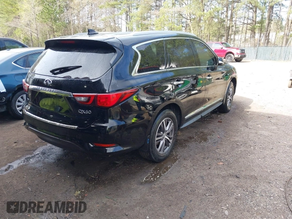 2019 Infiniti QX60 PURE with VIN 5N1DL0MM4KC554662, listed as a IAAI auction lot 41851642 with 166,390 mi miles. Bid and sale history available at carsss.com. Image 4.