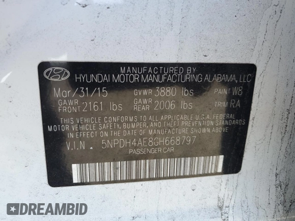 2016 Hyundai Elantra SE with VIN 5NPDH4AE8GH668797, listed as a Copart auction lot 60903675 with 99,404 mi miles and Salvage title. Bid and sale history available at DreamBid. Image 13.