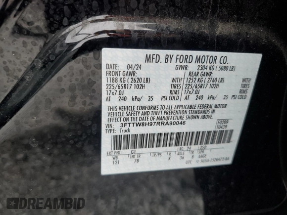 2024 Ford Maverick XLT z VIN 3FTTW8H97RRA90046, wystawiony jako Copart lot #48037365 z przebiegiem 11 114 mil mil oraz Szkoda całkowita • Salvage title. Historia ofert i sprzedaży dostępna na DreamBid. Obrazek 14.