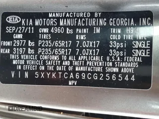 2012 Kia Sorento LX with VIN 5XYKTCA69CG256544, listed as a Copart auction lot 85510044 with 167,395 mi miles and Salvage Title. Bid and sale history available at DreamBid. Image 15.