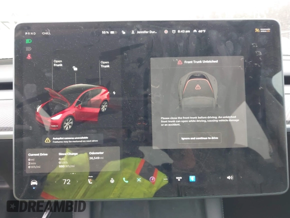 2021 Tesla Model Y Long Range with VIN 5YJYGDEE3MF204941, listed as a IAAI auction lot 41712562 with 36,549 mi miles. Bid and sale history available at carsss.com. Image 18.