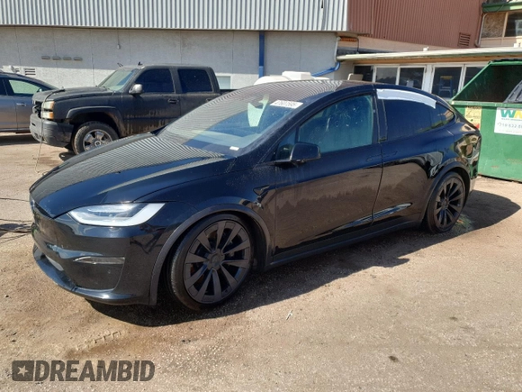 2022 Tesla Model X with VIN 7SAXCDE55NF341925, listed as a Copart auction lot 47607595 with Not Provided miles and Salvage Title. Bid and sale history available at DreamBid. Image 1.
