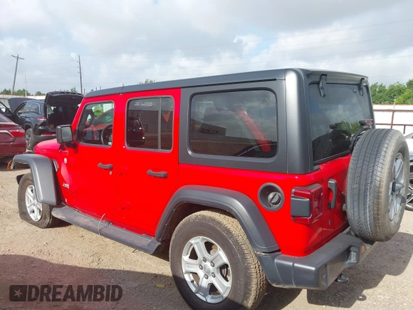 2018 Jeep Wrangler Unlimited Sport z VIN 1C4HJXDG9JW227864, wystawiony jako IAAI lot #42504877 z przebiegiem 53 378 mil mil oraz . Historia ofert i sprzedaży dostępna na DreamBid. Obrazek 14.