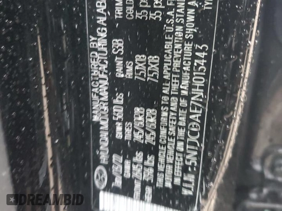 2022 Hyundai Santa Cruz SEL z VIN 5NTJCDAE7NH015443, wystawiony jako Copart lot #54715355 z przebiegiem 39 138 mil mil oraz Szkoda całkowita • Salvage title. Historia ofert i sprzedaży dostępna na DreamBid. Obrazek 12.