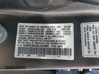 2009 Honda CR-V EX z VIN 5J6RE38539L024809, wystawiony jako Copart lot #57334415 z przebiegiem 172 763 mil mil oraz Szkoda całkowita • Salvage title. Historia ofert i sprzedaży dostępna na DreamBid. Obrazek 13.