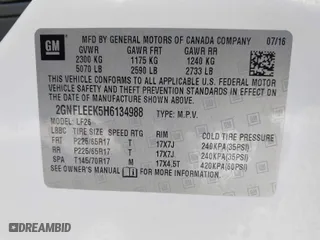 2017 Chevrolet Equinox LS with VIN 2GNFLEEK5H6134988, listed as a IAAI auction lot 41998031 with 57,167 mi miles. Bid and sale history available at carsss.com. Image 9.
