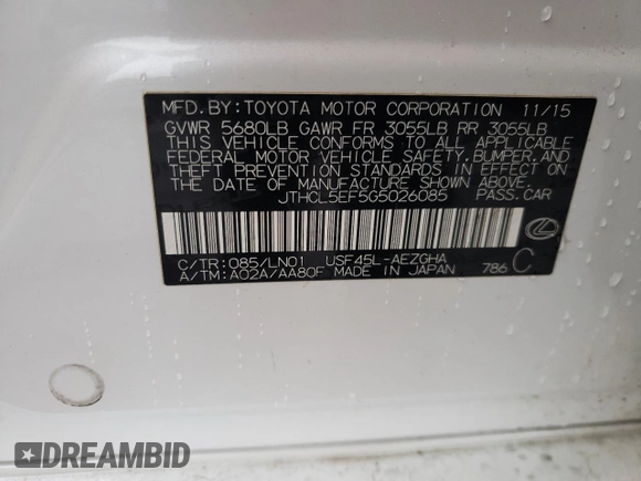 2016 Lexus LS 460 with VIN JTHCL5EF5G5026085, listed as a Copart auction lot 47098375 with 149,339 mi miles and Salvage title. Bid and sale history available at DreamBid. Image 14.