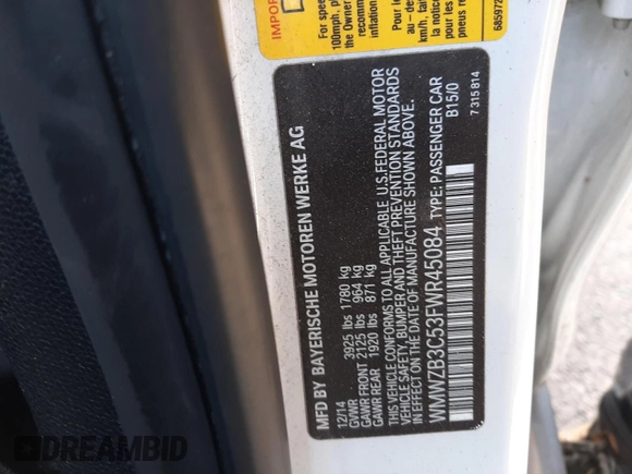 2015 MINI Countryman with VIN WMWZB3C53FWR45084, listed as a Copart auction lot 44647995 with 101,423 mi miles and Salvage Title. Bid and sale history available at DreamBid. Image 12.