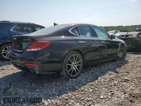 2021 Genesis G70 2.0T with VIN KMTG44LA7MU075423, listed as a Copart auction lot 65992484 with 33,467 mi miles and Salvage title. Bid and sale history available at DreamBid. Image 3.