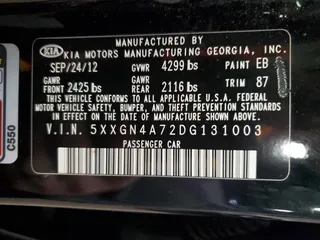 2013 Kia Optima EX with VIN 5XXGN4A72DG131003, listed as a Copart auction lot 51860065 with 197,296 mi miles and Salvage Title. Bid and sale history available at carsss.com. Image 14.