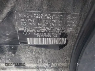 2012 Hyundai Elantra Limited с VIN KMHDH4AE3CU183463, выставлен на аукционе IAAI как лот 42361505 с пробегом 119 874 миль миль и . История ставок и продаж доступна на DreamBid. Изображение 9.