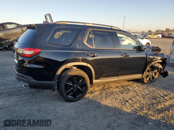 2025 Honda Pilot Black Edition with VIN 5FNYG1H98SB007175, listed as a Copart auction lot 83858404 with 1,974 mi miles and Salvage Title. Bid and sale history available at carsss.com. Image 3.
