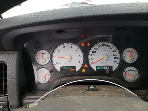 2005 Dodge Ram 1500 SLT with VIN 1D7HU16NX5J608275, listed as a Copart auction lot 43838535 with 195,901 mi miles and Salvage Title. Bid and sale history available at carsss.com. Image 9.