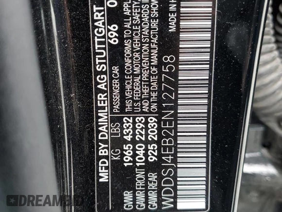 2014 Mercedes-Benz CLA 250 with VIN WDDSJ4EB2EN127758, listed as a Copart auction lot 62416755 with 93,055 mi miles and Salvage title. Bid and sale history available at DreamBid. Image 13.