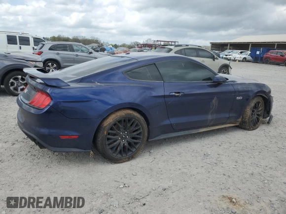 2019 Ford Mustang GT with VIN 1FA6P8CF2K5201110, listed as a Copart auction lot 51471395 with 49,981 mi miles and Salvage Title. Bid and sale history available at carsss.com. Image 3.