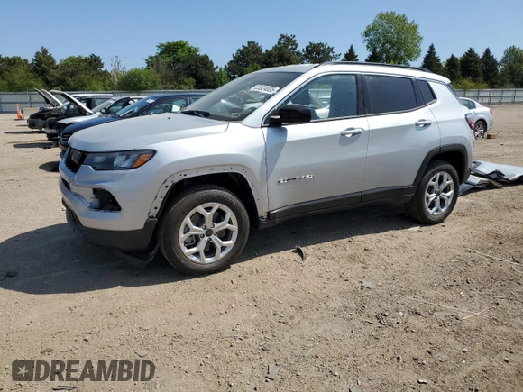 2025 Jeep Compass Latitude z VIN 3C4NJDBN1ST566404, wystawiony jako Copart lot #55024085 z przebiegiem 381 mil mil oraz Szkoda całkowita • Salvage title. Historia ofert i sprzedaży dostępna na DreamBid. Obrazek 1.