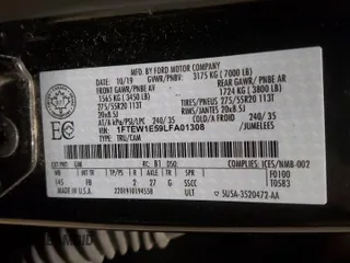 2020 Ford F-150 XL with VIN 1FTEW1E59LFA01308, listed as a Copart auction lot 52005385 with 63,711 mi miles and Salvage Title. Bid and sale history available at carsss.com. Image 12.