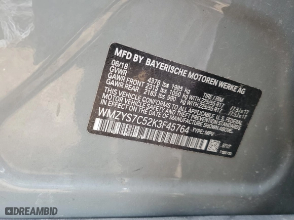 2019 MINI Countryman Cooper with VIN WMZYS7C52K3F45764, listed as a Copart auction lot 51124245 with 103,622 mi miles and Salvage Title. Bid and sale history available at carsss.com. Image 13.
