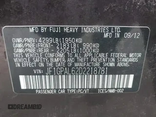 2013 Subaru Impreza Special Sports Premium с VIN JF1GPAL62D2218781, выставлен на аукционе IAAI как лот 42208228 с пробегом 124 926 миль миль и . История ставок и продаж доступна на DreamBid. Изображение 9.