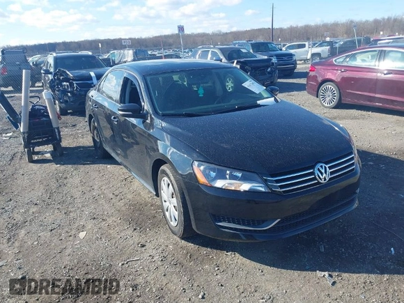 2013 Volkswagen Passat Wolfsburg Edition with VIN 1VWAP7A38DC070025, listed as a IAAI auction lot 41673451 with 107,693 mi miles. Bid and sale history available at carsss.com. Image 1.