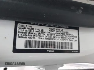 2006 Volvo S40 2.4L with VIN YV1MS390362201768, listed as a IAAI auction lot 41784027 with 224,794 mi miles. Bid and sale history available at carsss.com. Image 9.