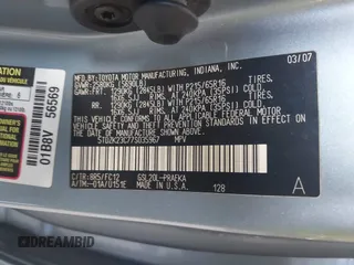 2007 Toyota Sienna CE with VIN 5TDZK23C77S035967, listed as a IAAI auction lot 42166445 with 223,114 mi miles. Bid and sale history available at carsss.com. Image 9.