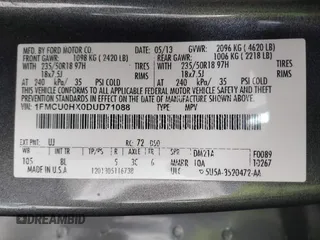 2013 Ford Escape SEL with VIN 1FMCU0HX0DUD71088, listed as a IAAI auction lot 41880044 with 155,439 mi miles. Bid and sale history available at carsss.com. Image 9.