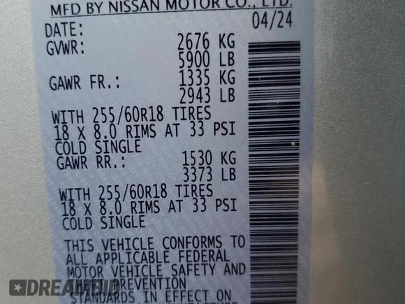 2024 Nissan Pathfinder S with VIN 5N1DR3AC2RC276348, listed as a Copart auction lot 57293635 with 11,818 mi miles and Clean title. Bid and sale history available at DreamBid. Image 14.