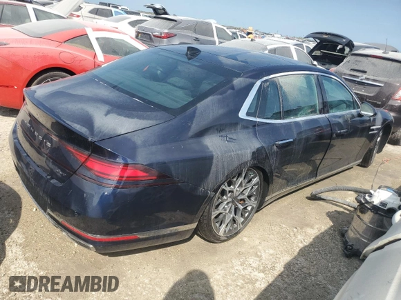 2024 Genesis G90 e-SC with VIN KMTFC4SD3RU042811, listed as a Copart auction lot 76003614 with Not Provided miles and Salvage Title. Bid and sale history available at DreamBid. Image 3.
