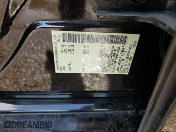 2011 Nissan Maxima SV with VIN 1N4AA5AP1BC836885, listed as a Copart auction lot 61853345 with 175,975 mi miles and Salvage title. Bid and sale history available at DreamBid. Image 13.