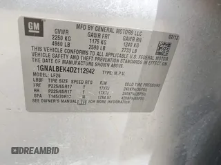 2013 Chevrolet Equinox LS with VIN 1GNALBEK4DZ112942, listed as a IAAI auction lot 42084705 with Not Provided miles and . Bid and sale history available at DreamBid. Image 9.