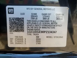 2023 Chevrolet Silverado 1500 LTZ with VIN 1GCUDGE80PZ134347, listed as a Copart auction lot 76155904 with 57,545 mi miles and Salvage Title. Bid and sale history available at carsss.com. Image 15.