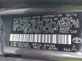 2016 Toyota Prius One z VIN JTDKDTB30G1123758, wystawiony jako IAAI lot #42170811 z przebiegiem 150 976 mil mil oraz . Historia ofert i sprzedaży dostępna na DreamBid. Obrazek 9.