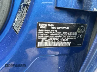 2013 BMW X6 M with VIN 5YMGZ0C57DLL29849, listed as a Copart auction lot 53517205 with 117,400 mi miles and Clean Title. Bid and sale history available at carsss.com. Image 10.