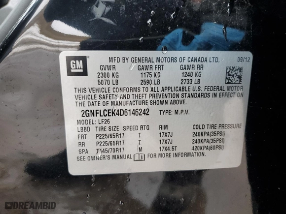 2013 Chevrolet Equinox LS with VIN 2GNFLCEK4D6146242, listed as a Copart auction lot 45164995 with 104,185 mi miles and Clean Title. Bid and sale history available at carsss.com. Image 13.