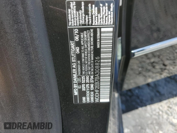 2011 Mercedes-Benz E 350 Luxury with VIN WDDHF2EB7BA308826, listed as a Copart auction lot 60481475 with 102,546 mi miles and Salvage title. Bid and sale history available at DreamBid. Image 13.
